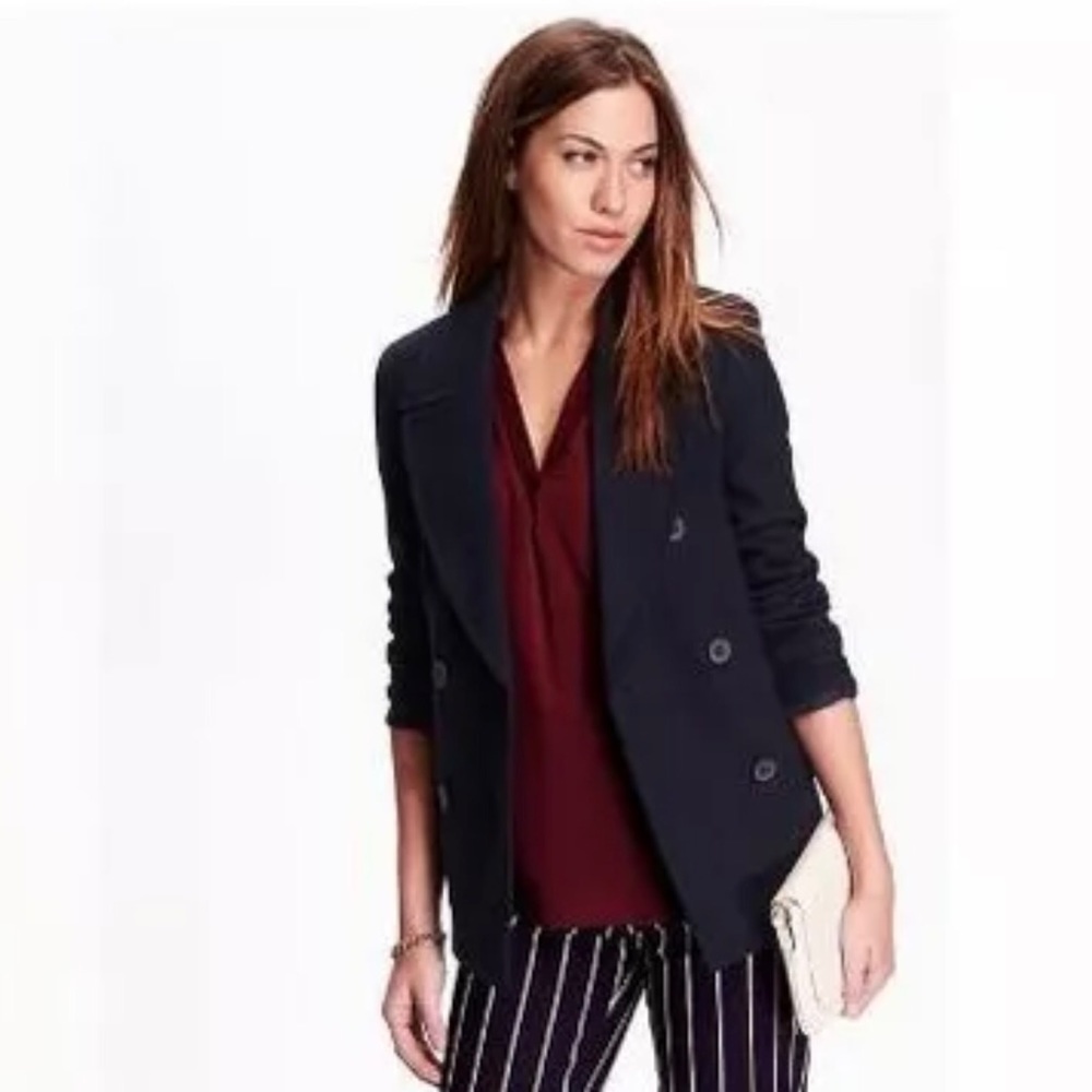 OLD NAVY Women’s Pea Wool Coat Navy XS SMALL MEDIUM LARGE